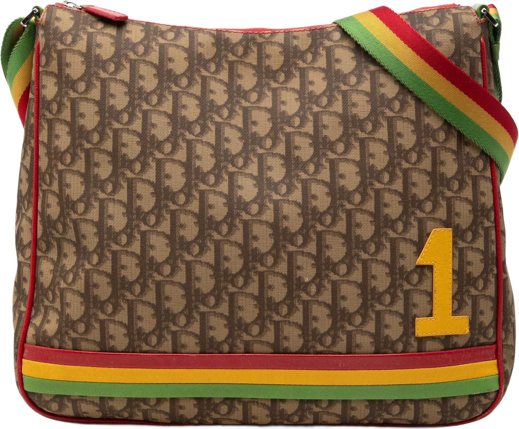 Dior Diorissimo Trotter Coated Canvas Rasta Crossbody, från Luxclusif, i färgen brun.