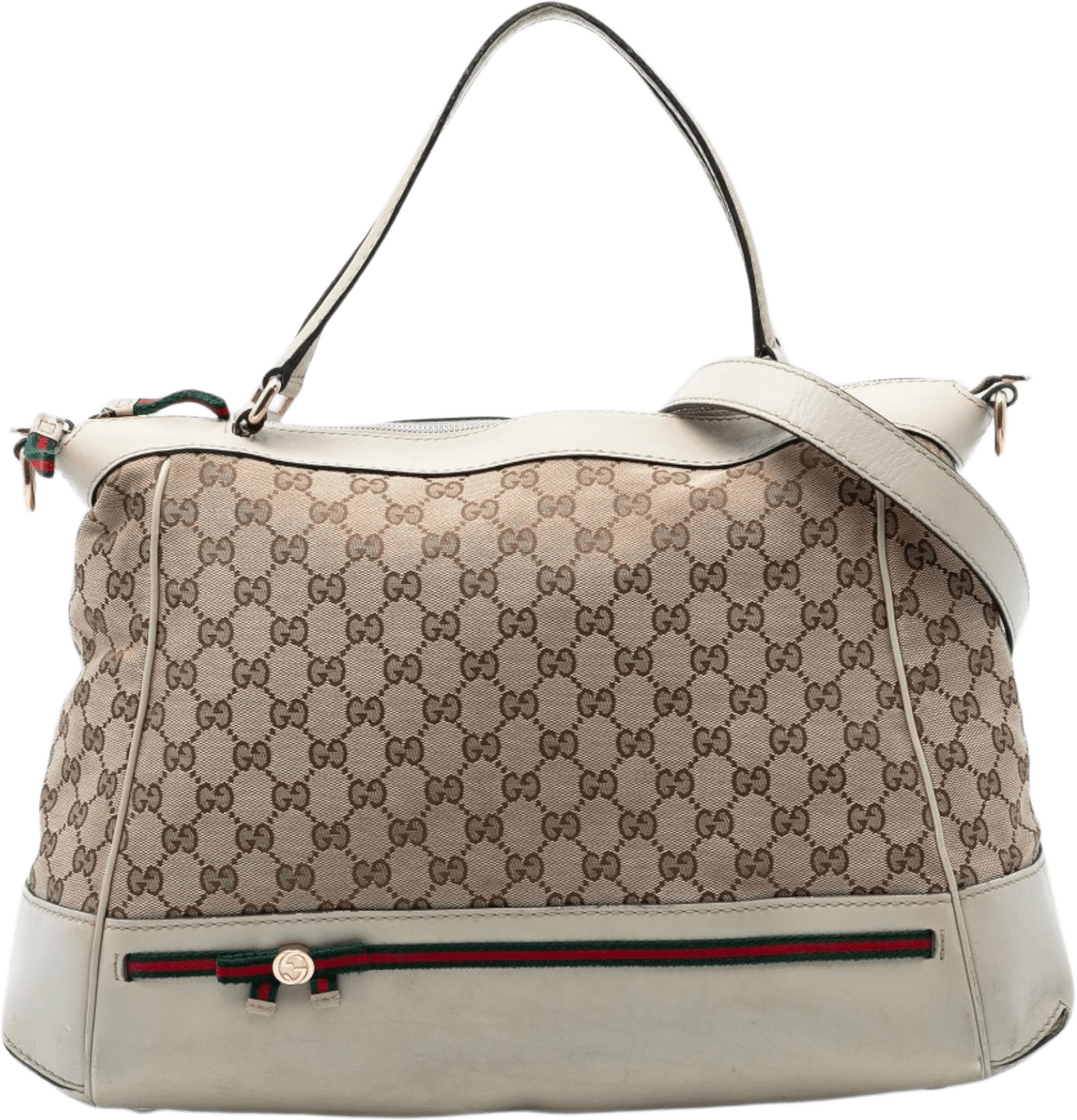 Gucci Gg Canvas Web Mayfair Satchel, från Luxclusif, i färgen beige.