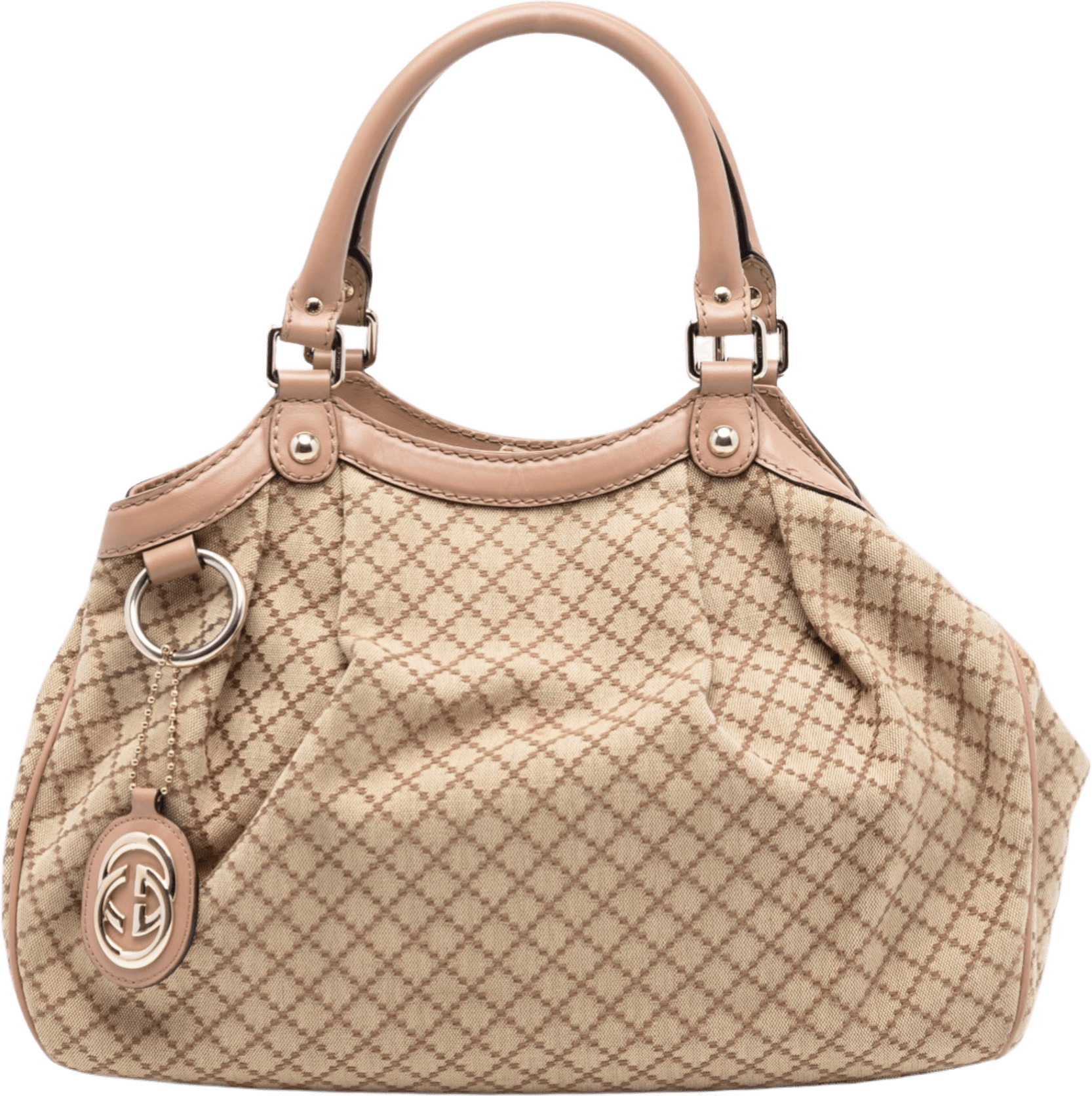 Gucci Medium Diamante Canvas Sukey Tote, från Luxclusif, i färgen beige.