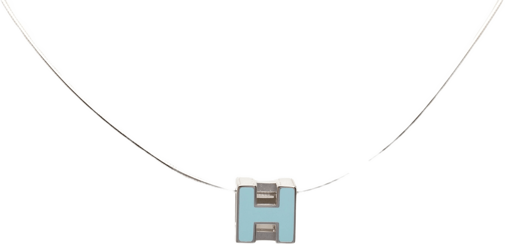 Hermès Palladium Plated Enamel Cage D H Pendant Necklace, från Luxclusif, i färgen silver.