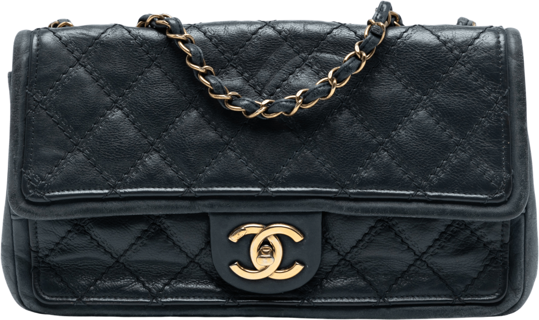 Chanel Medium Cc Quilted Iridescent Calfskin Sheriff Star Flap, från Luxclusif, i färgen navy.