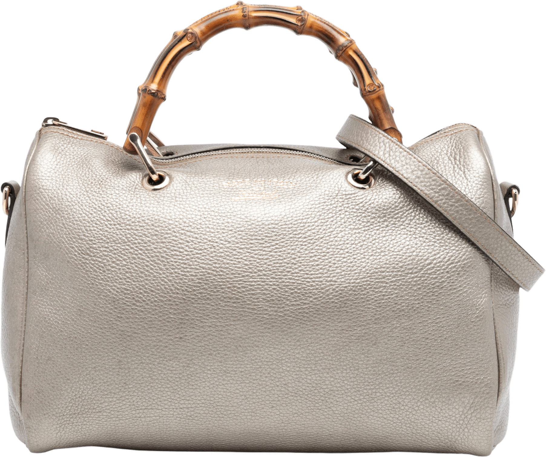 Gucci Medium Calfskin Bamboo Shopper Boston Bag, från Luxclusif, i färgen gold.