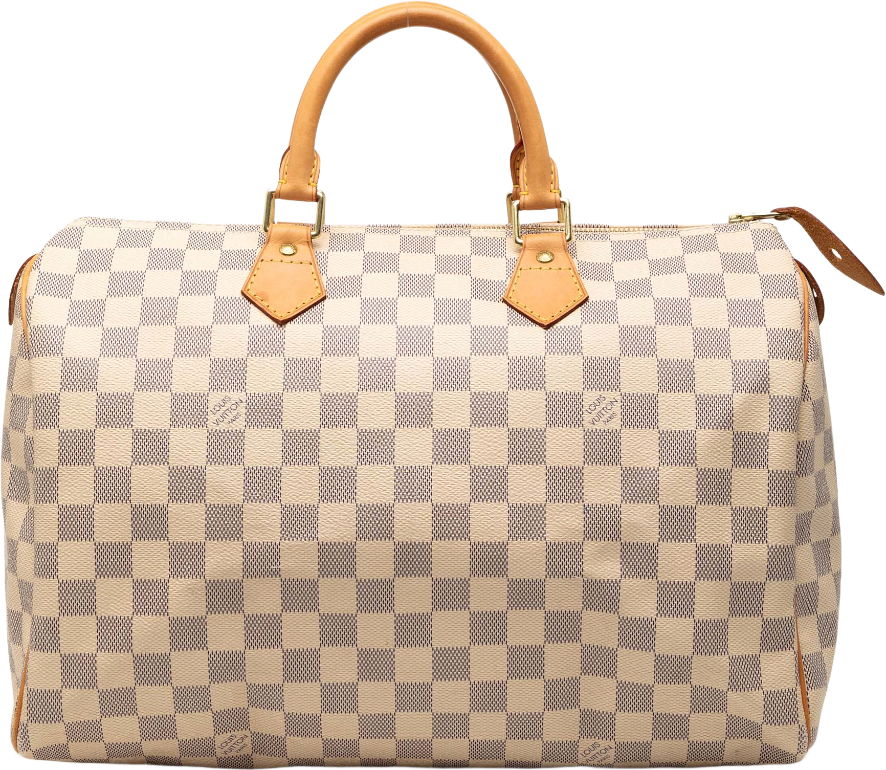 Louis Vuitton Damier Azur Speedy 35, från Luxclusif, i färgen white.