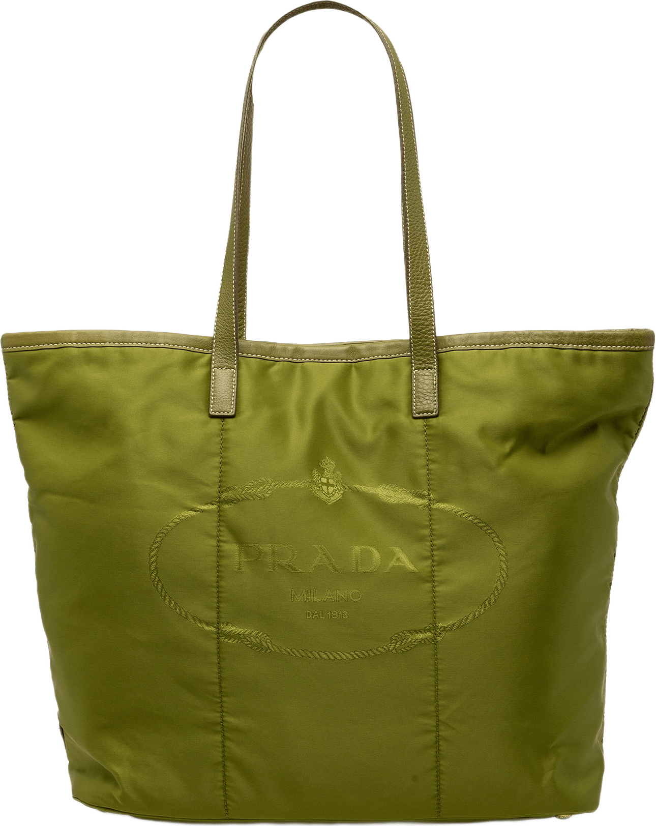 Prada Tessuto Canapa Logo Tote, från Luxclusif, i färgen grön.