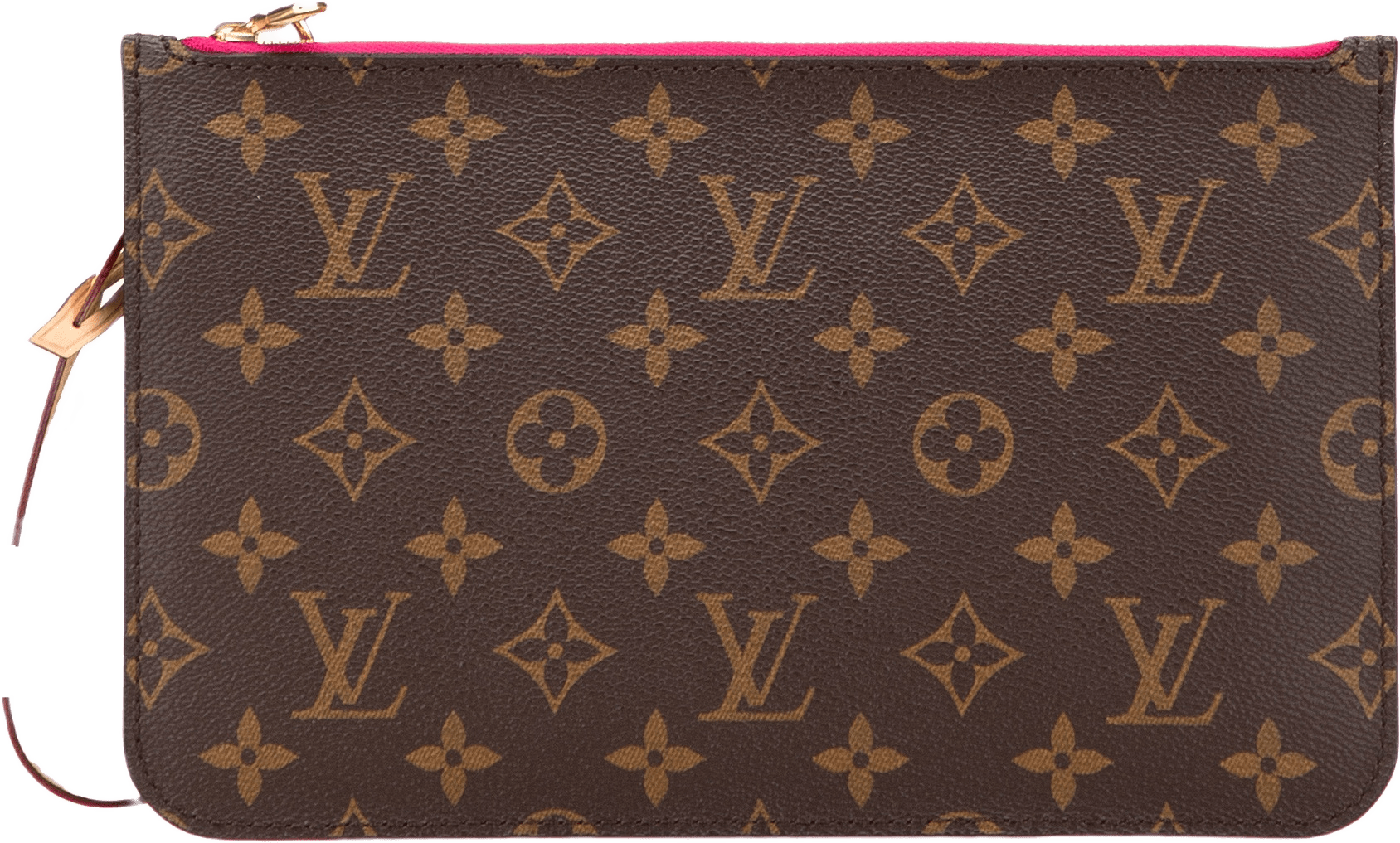 Louis Vuitton Monogram Neverfull Pouch, från Luxclusif, i färgen brown.