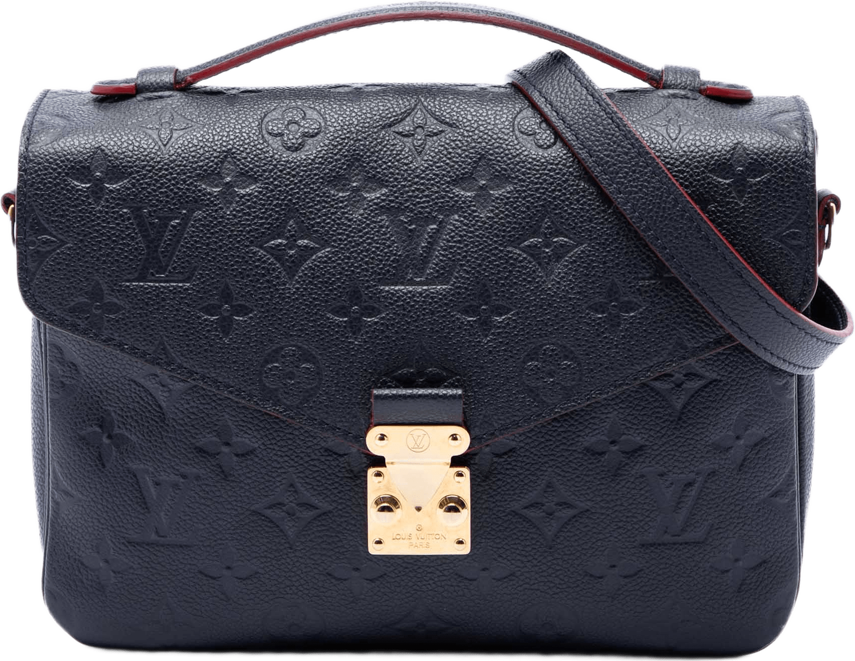 Louis Vuitton Monogram Empreinte Pochette Metis, från Luxclusif, i färgen blå.