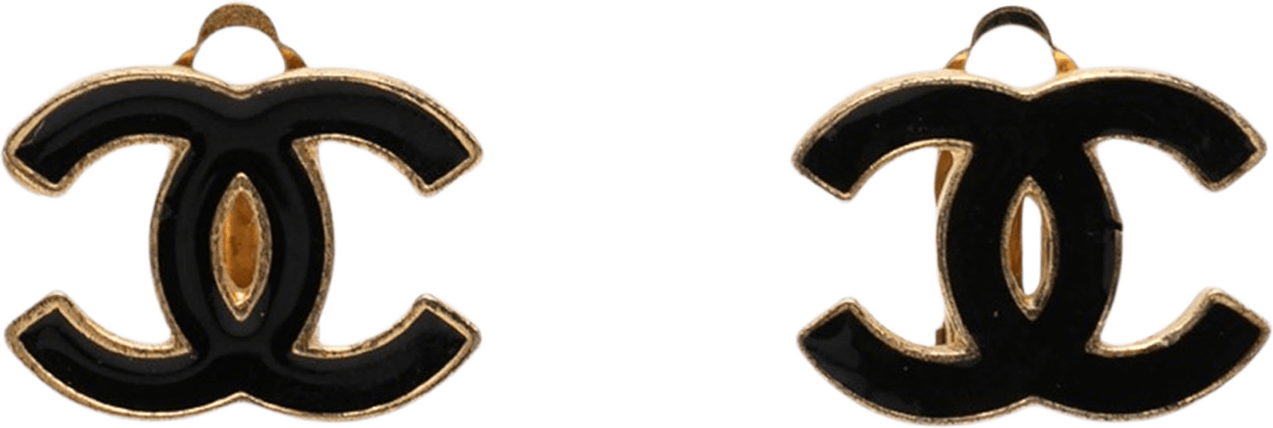 Chanel Cc Enamel And Gold Plated Clip On Earrings, från Luxclusif, i färgen svart.
