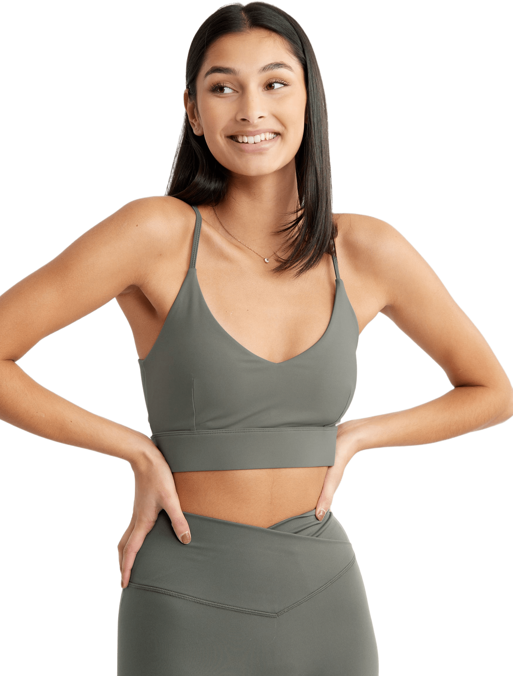 Ultimate Open Back Sports Bra Khaki, från Drop of Mindfulness, i färgen khaki.