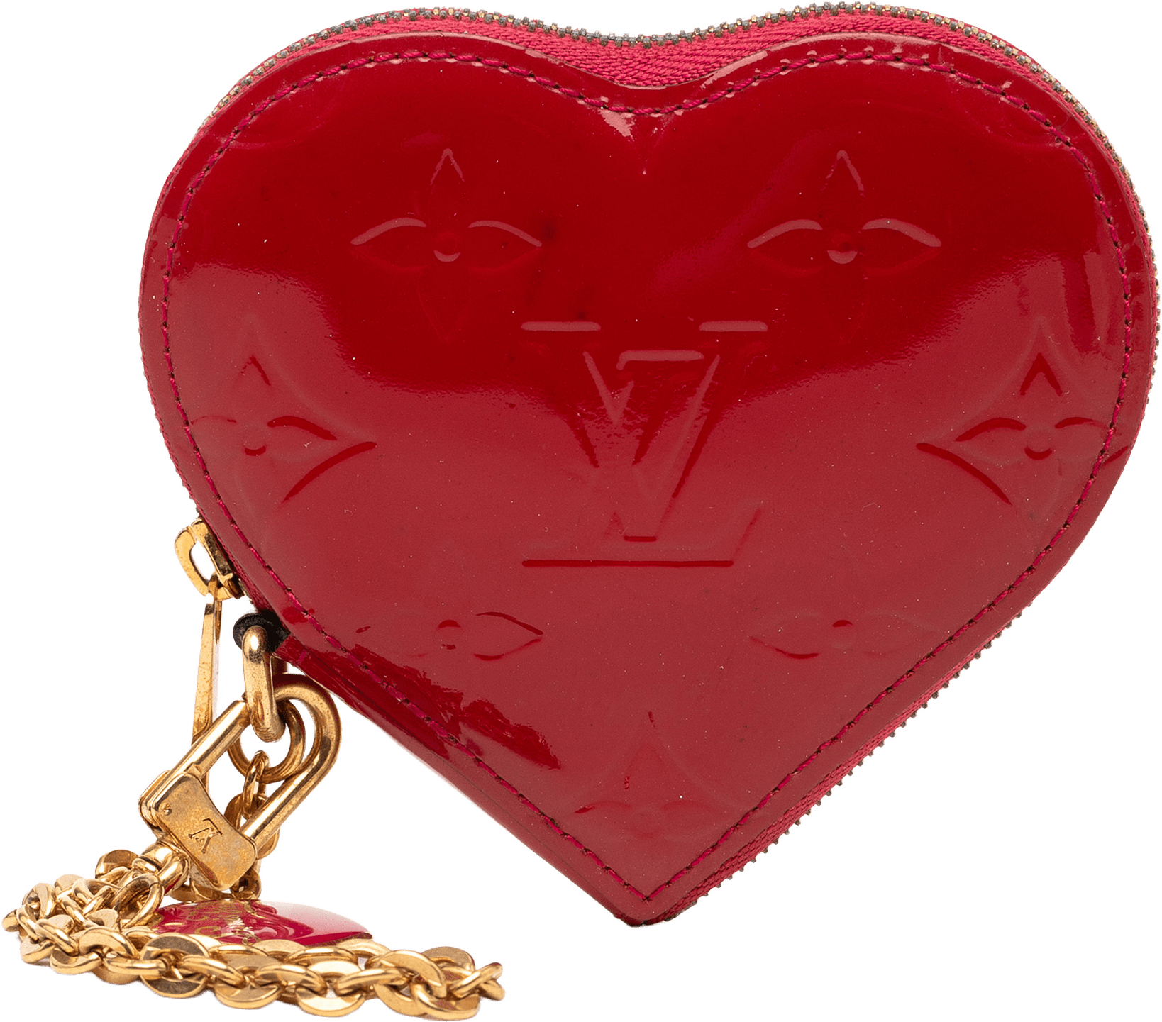 Louis Vuitton Monogram Vernis Heart Coin Purse, från Luxclusif, i färgen red.