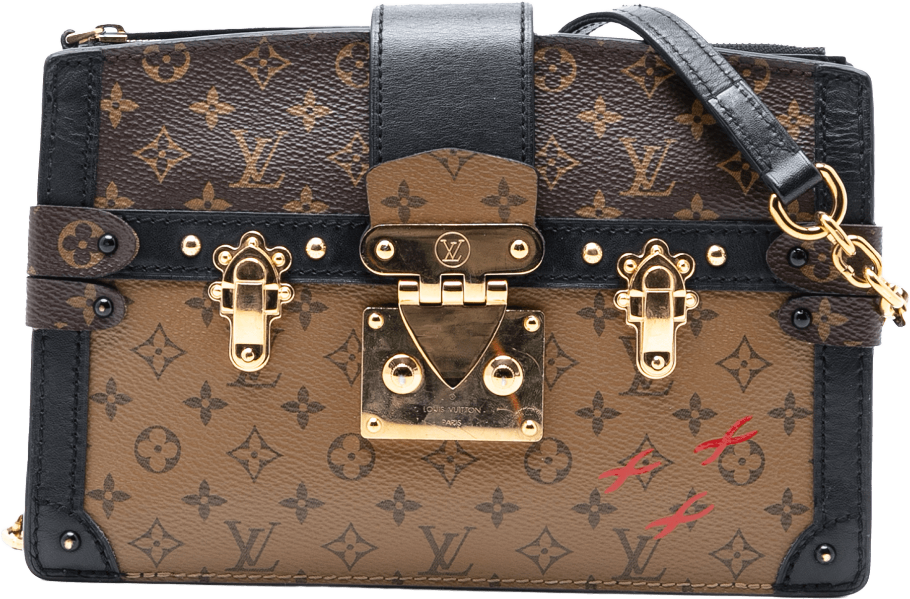 Louis Vuitton Monogram Reverse Trunk Clutch, från Luxclusif, i färgen brown.