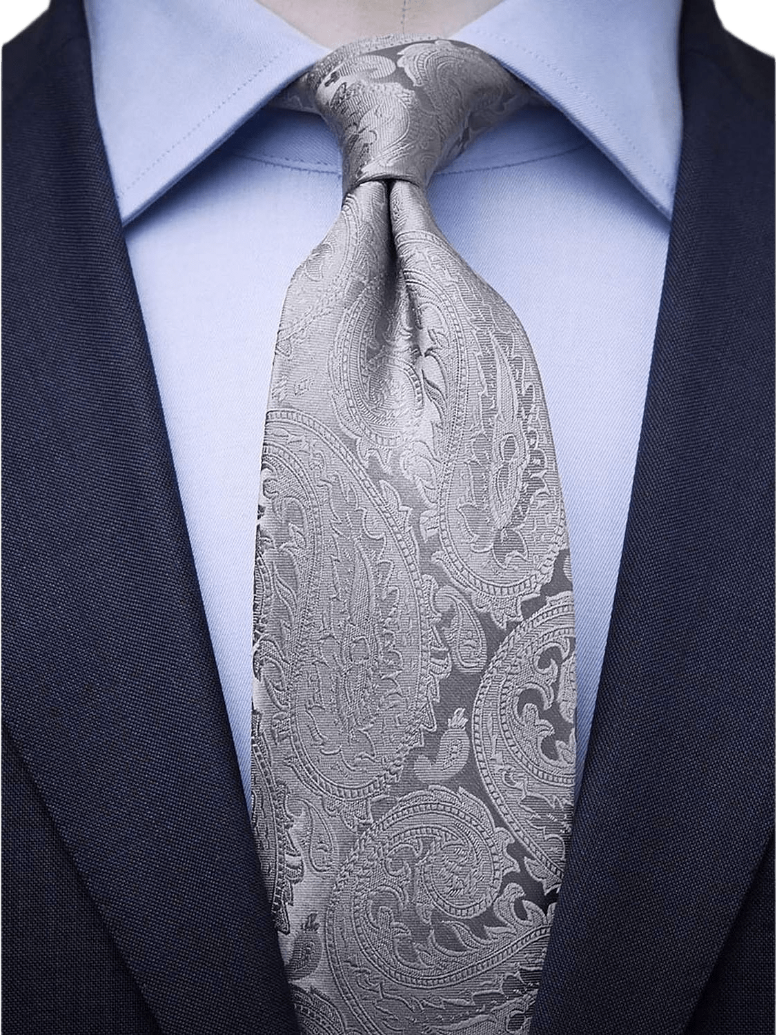 Paisleymönstrad Högtidlig Slips, från John Henric, i färgen silver.