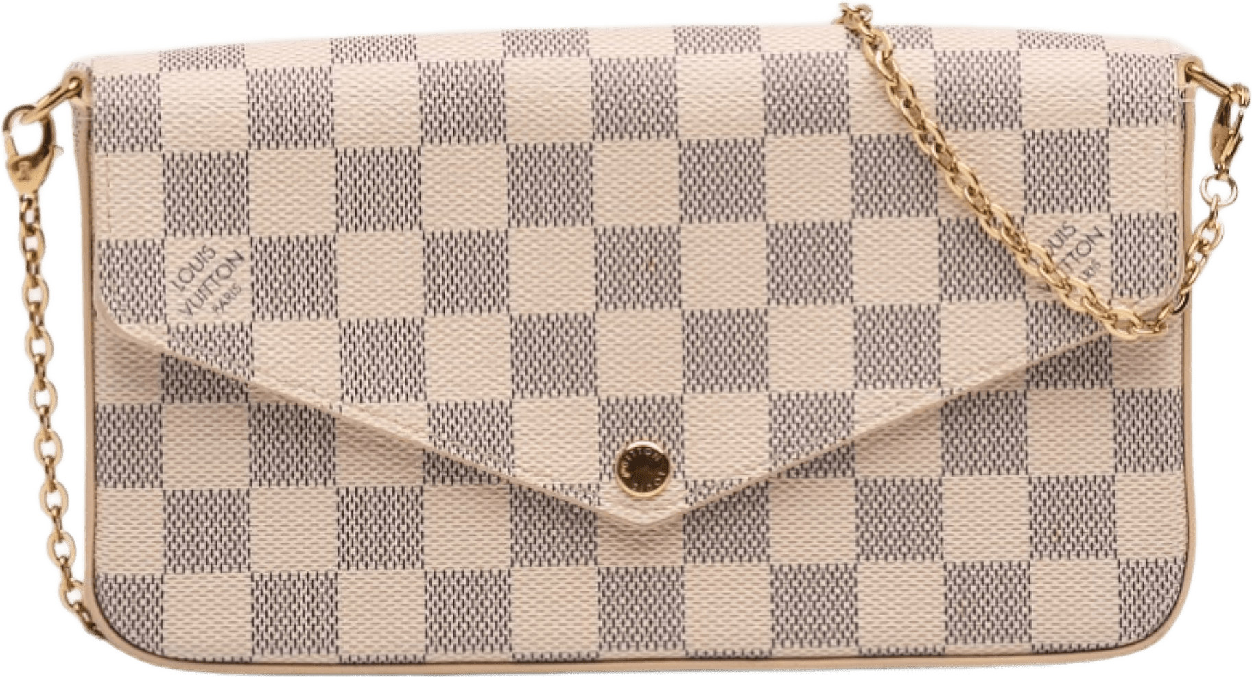 Louis Vuitton Damier Azur Pochette Felicie, från Luxclusif, i färgen white.