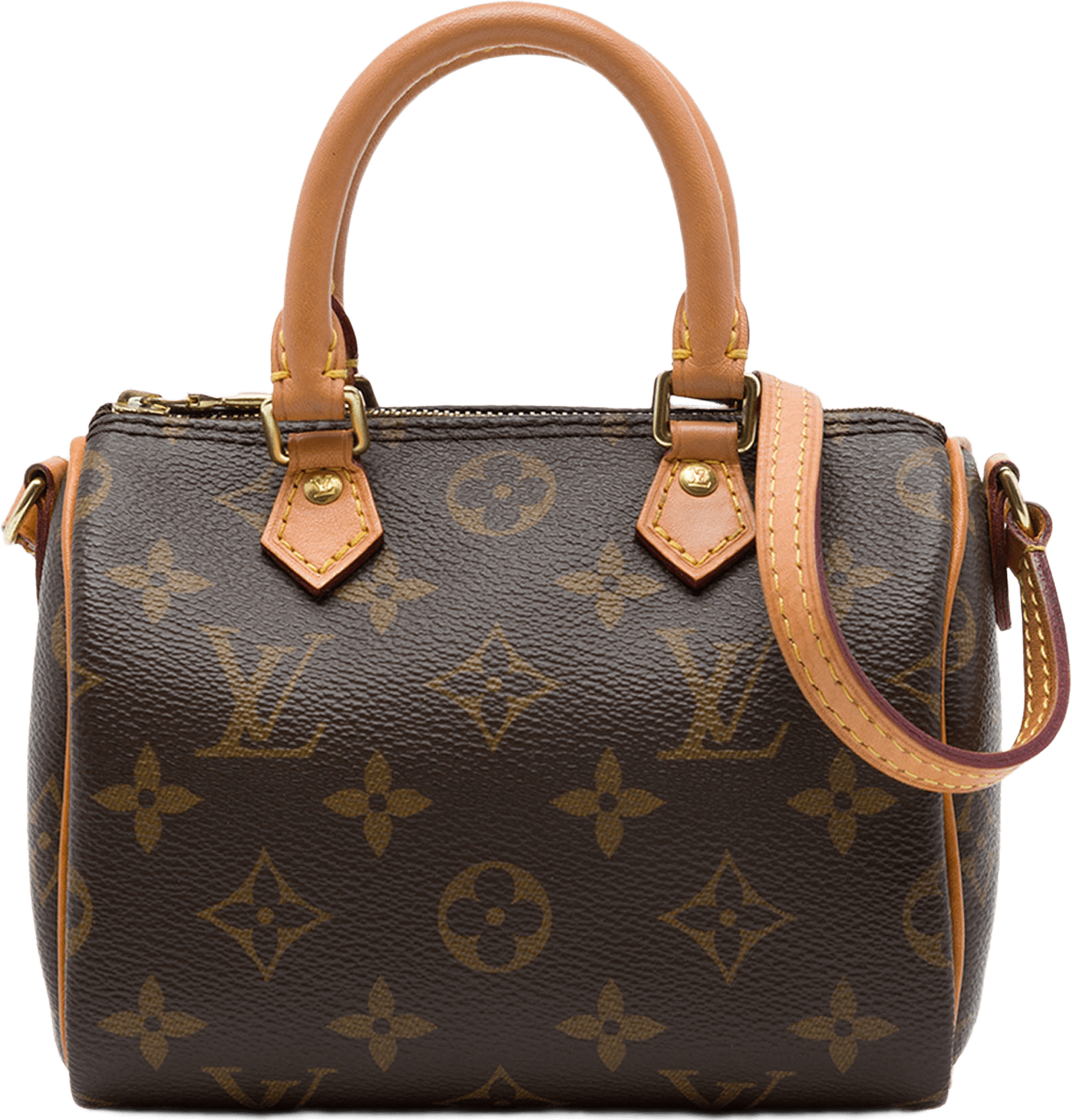 Louis Vuitton Monogram Nano Speedy Bandouliere, från Luxclusif, i färgen brun.