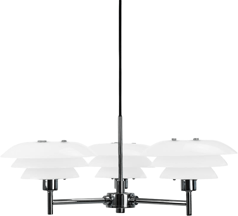 Dl20 Chandelier, från Dyberg Larsen, i färgen opal/ chrome.
