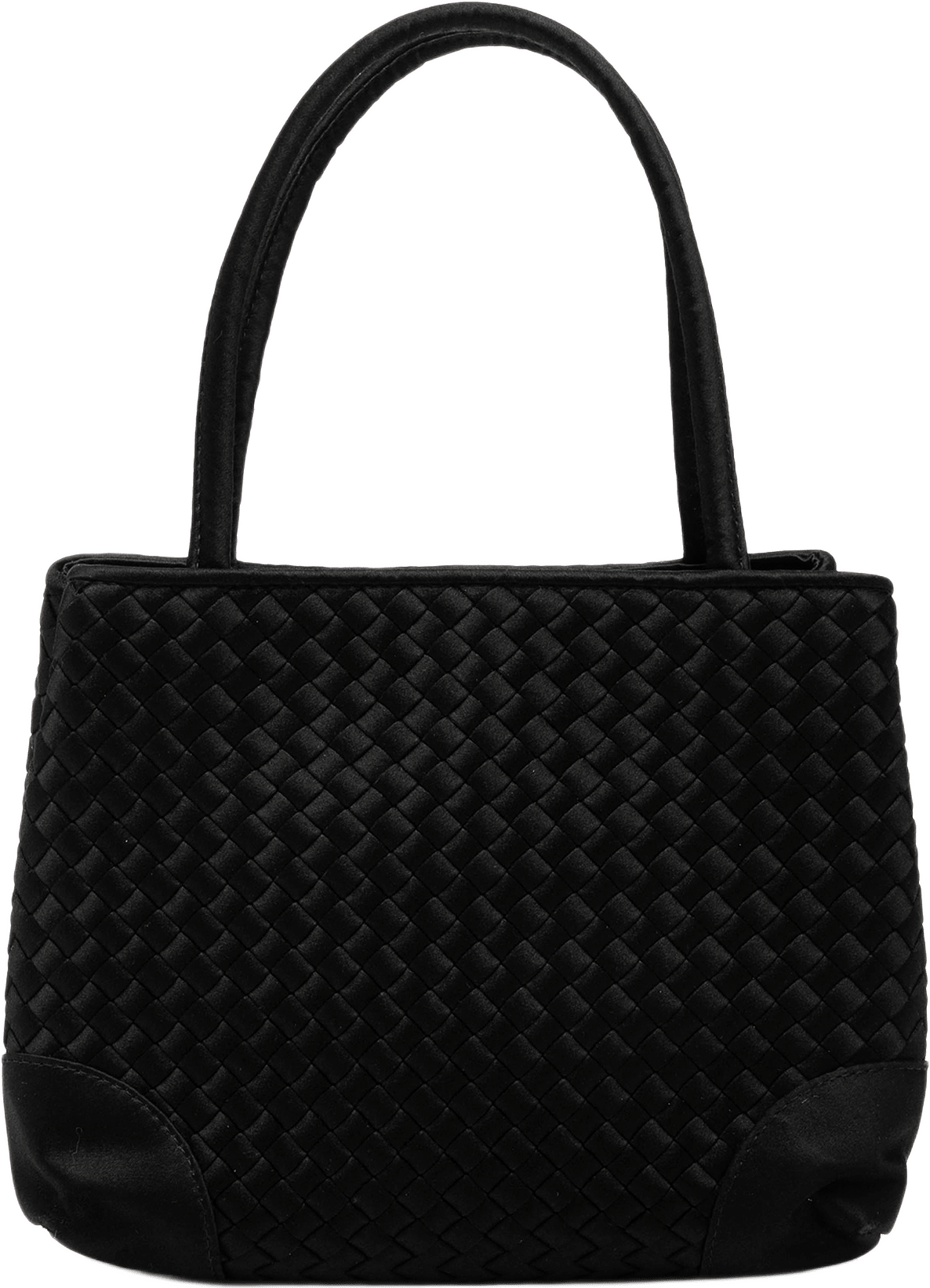 Bottega Veneta Mini Satin Intrecciato Tote, från Luxclusif, i färgen black.