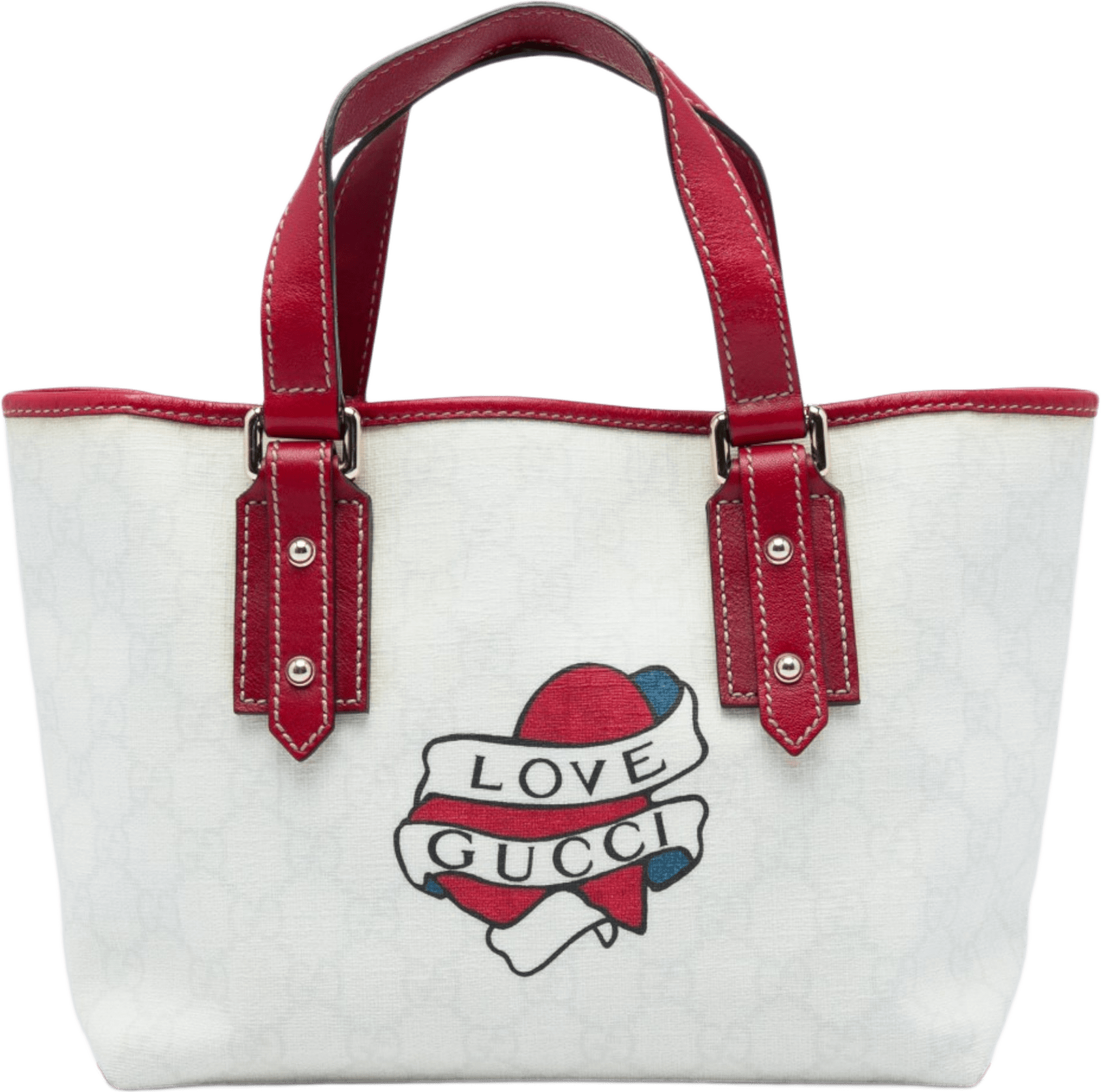 Gucci Gg Supreme Heart Tattoo Handbag, från Luxclusif, i färgen vit.