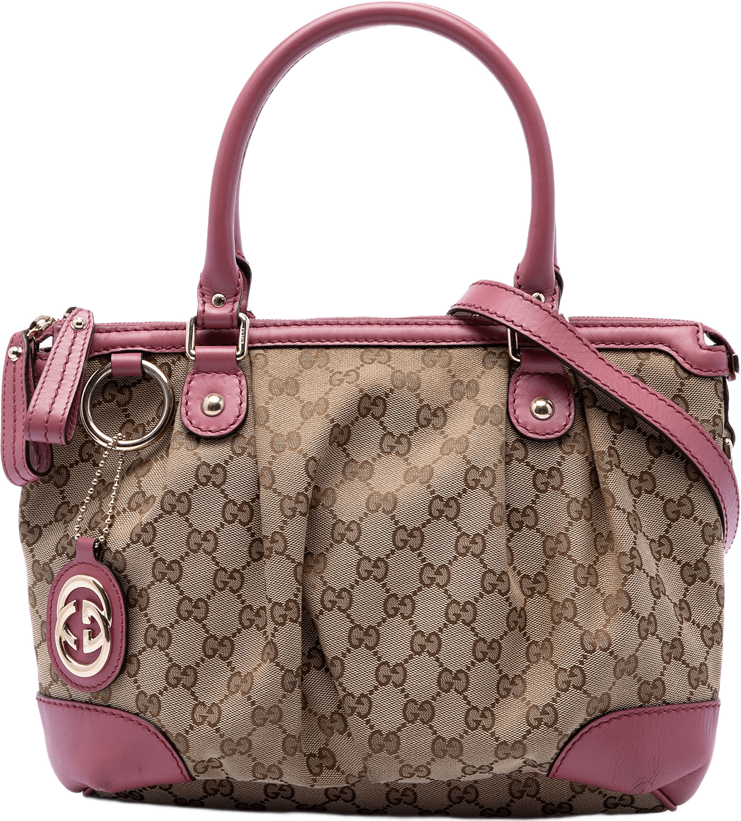 Gucci Gg Canvas Sukey Satchel, från Luxclusif, i färgen beige.