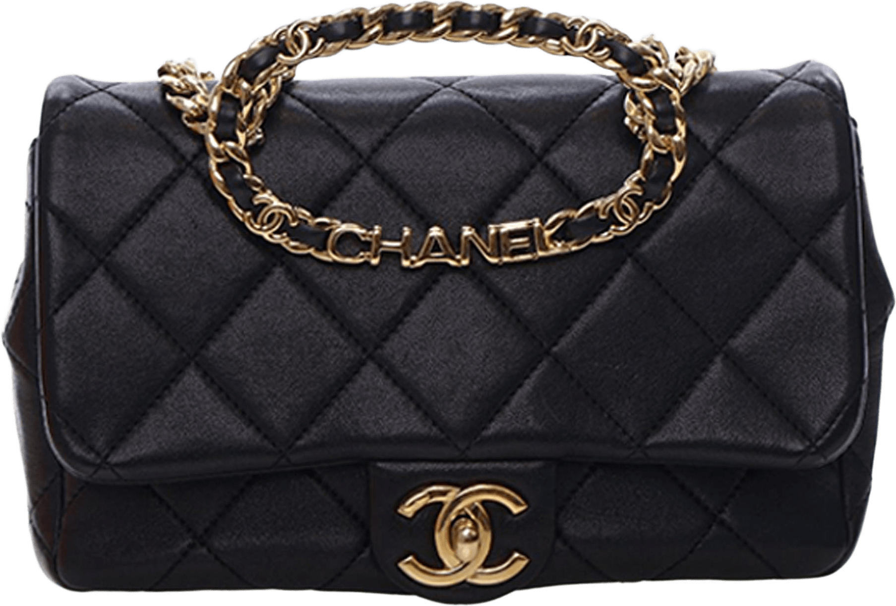 Chanel Small Quilted Lambskin Round Top Handle Flap, från Luxclusif, i färgen black.