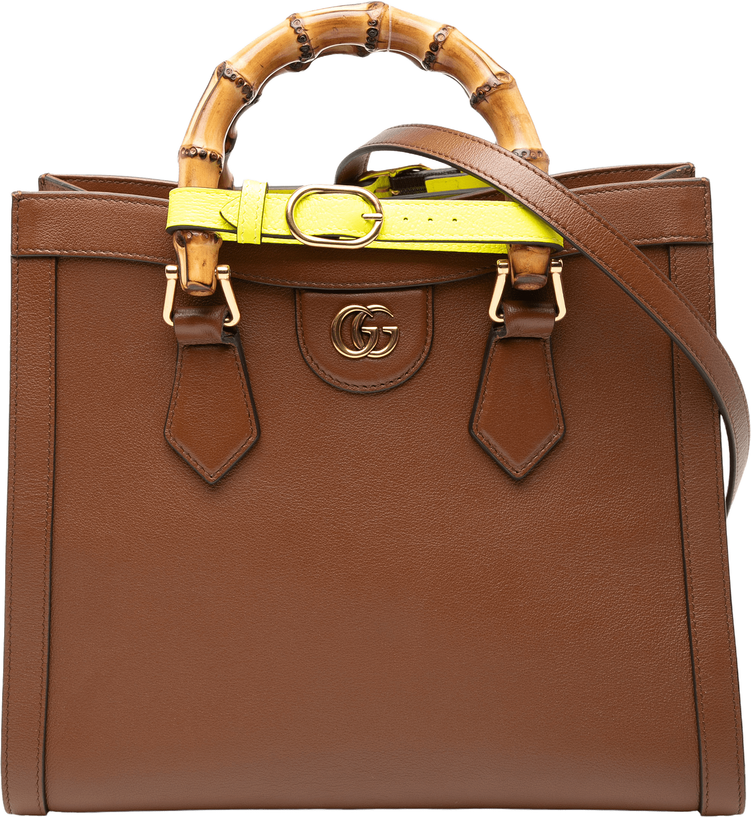 Gucci Small Leather Bamboo Diana Satchel, från Luxclusif, i färgen brown.