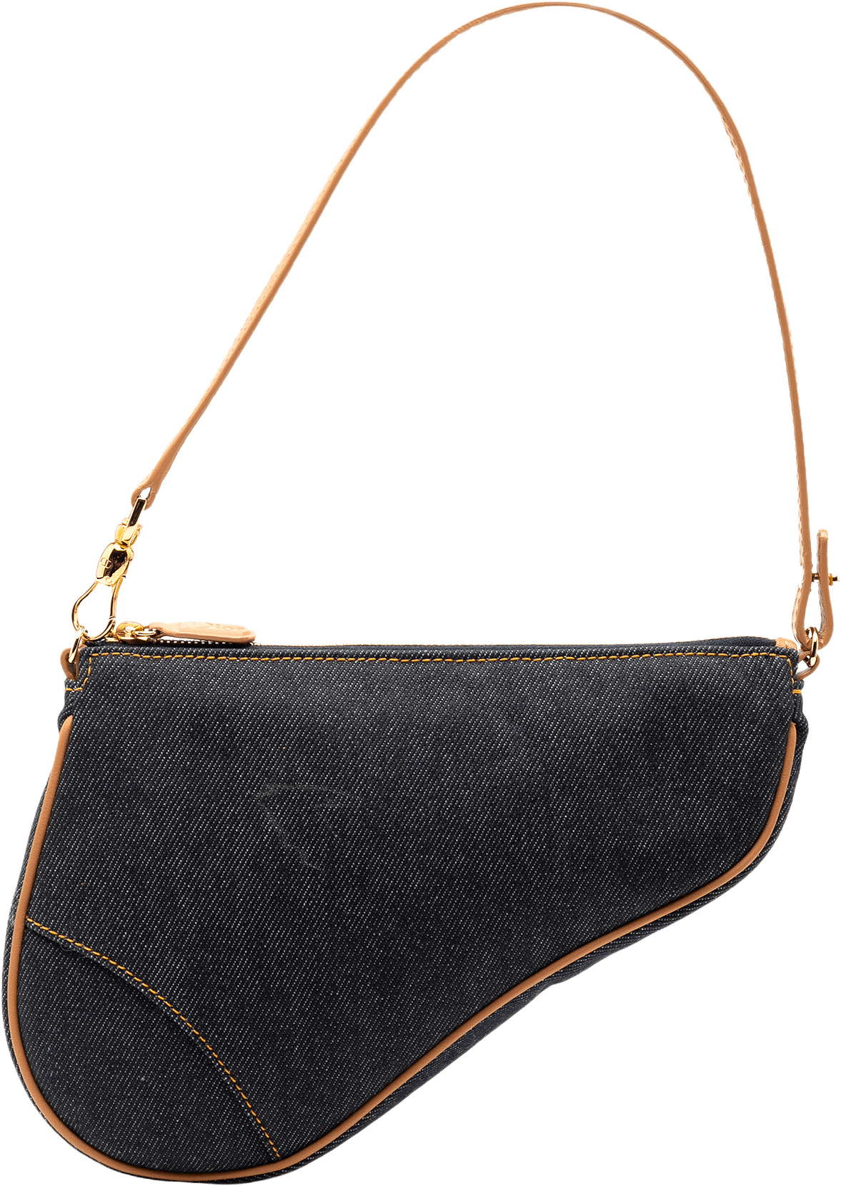 Dior Mini Denim Saddle Pochette, från Luxclusif, i färgen navy.