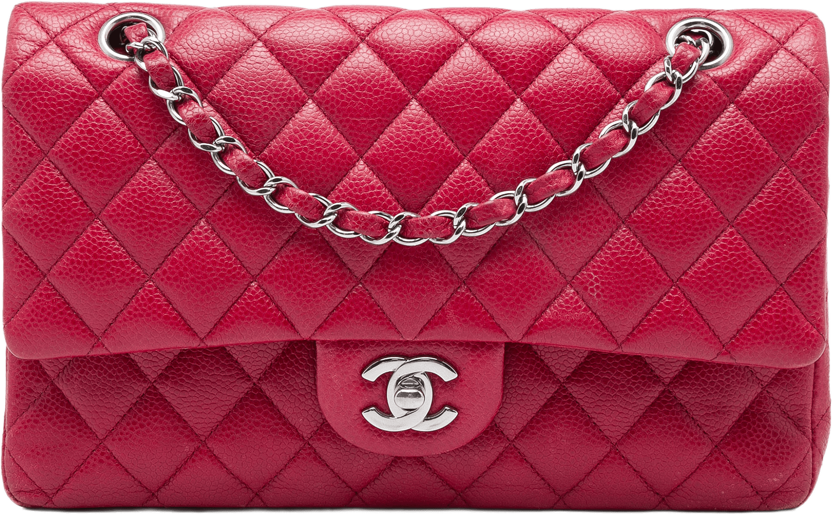 Chanel Medium Classic Caviar Double Flap, från Luxclusif, i färgen röd.