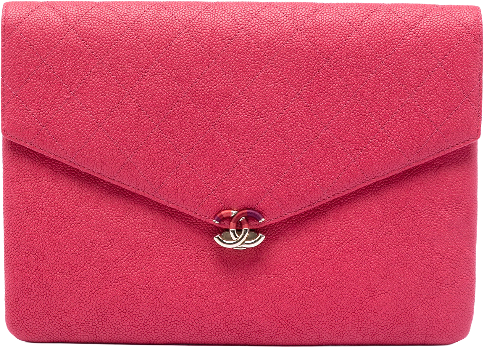 Chanel Paris Cuba Quilted Caviar Thread Around Envelope Clutch, från Luxclusif, i färgen dark pink.