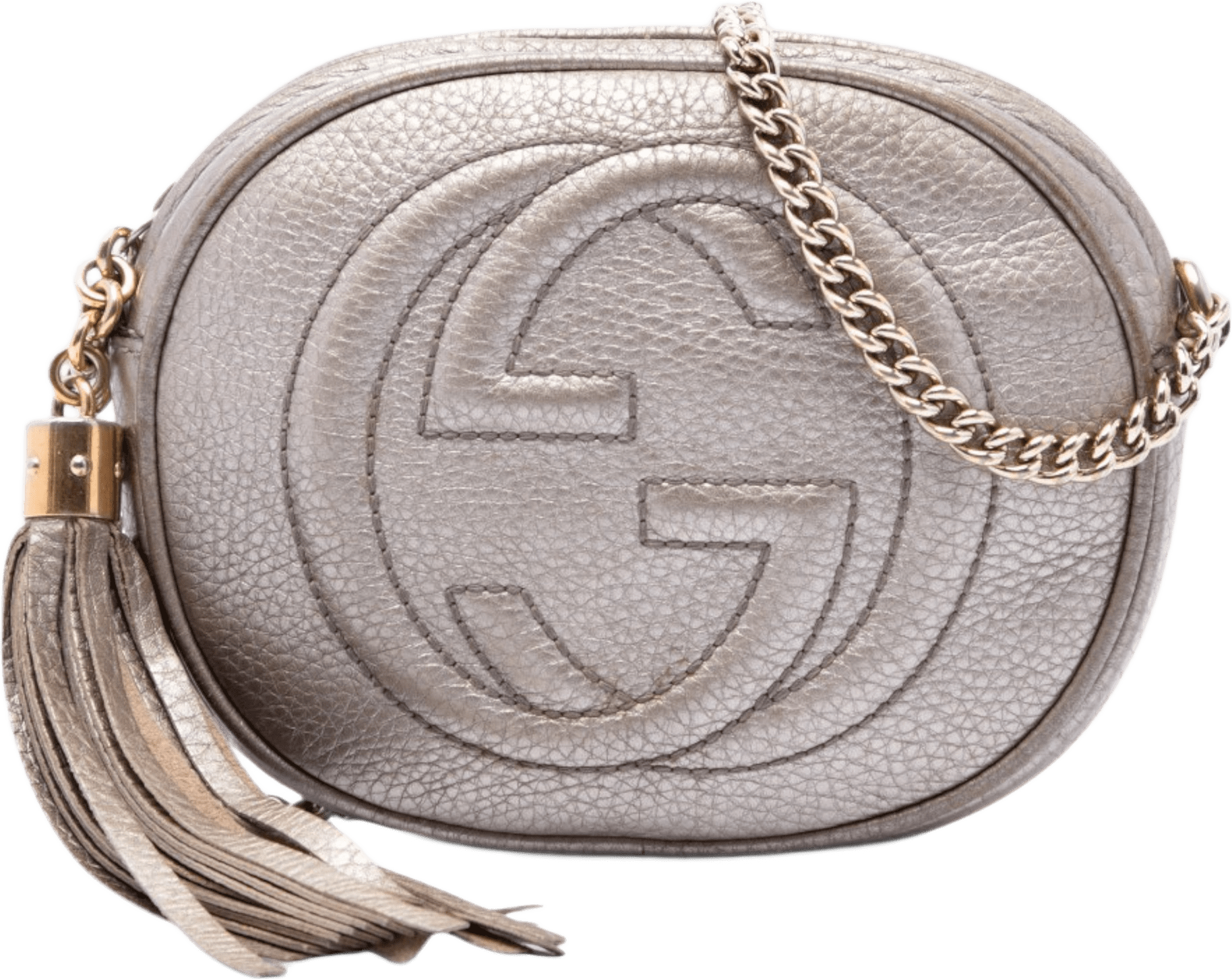 Gucci Mini Metallic Calfskin Soho Chain Crossbody, från Luxclusif, i färgen guld.