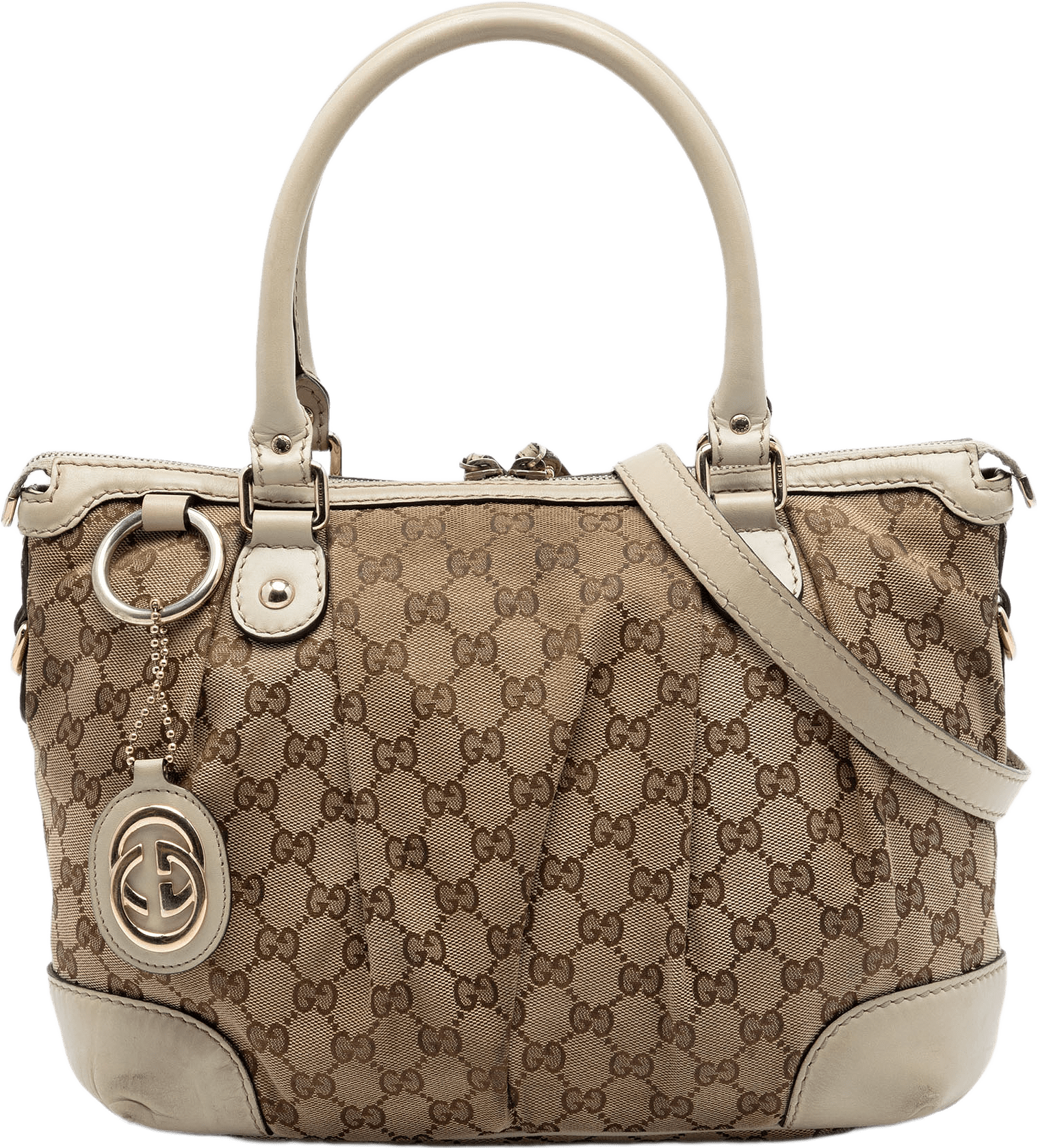 Gucci Gg Canvas Sukey Satchel, från Luxclusif, i färgen beige.