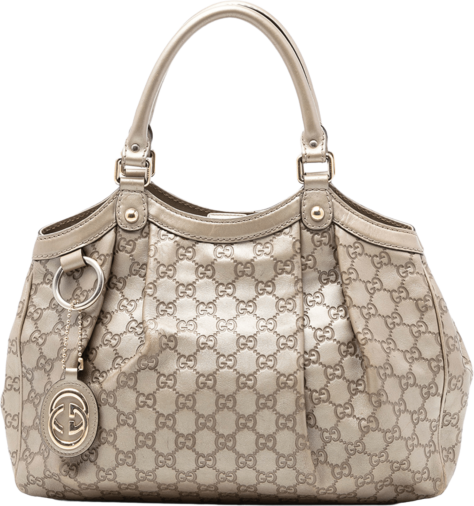 Gucci Medium Guccissima Sukey Tote, från Luxclusif, i färgen light gold.