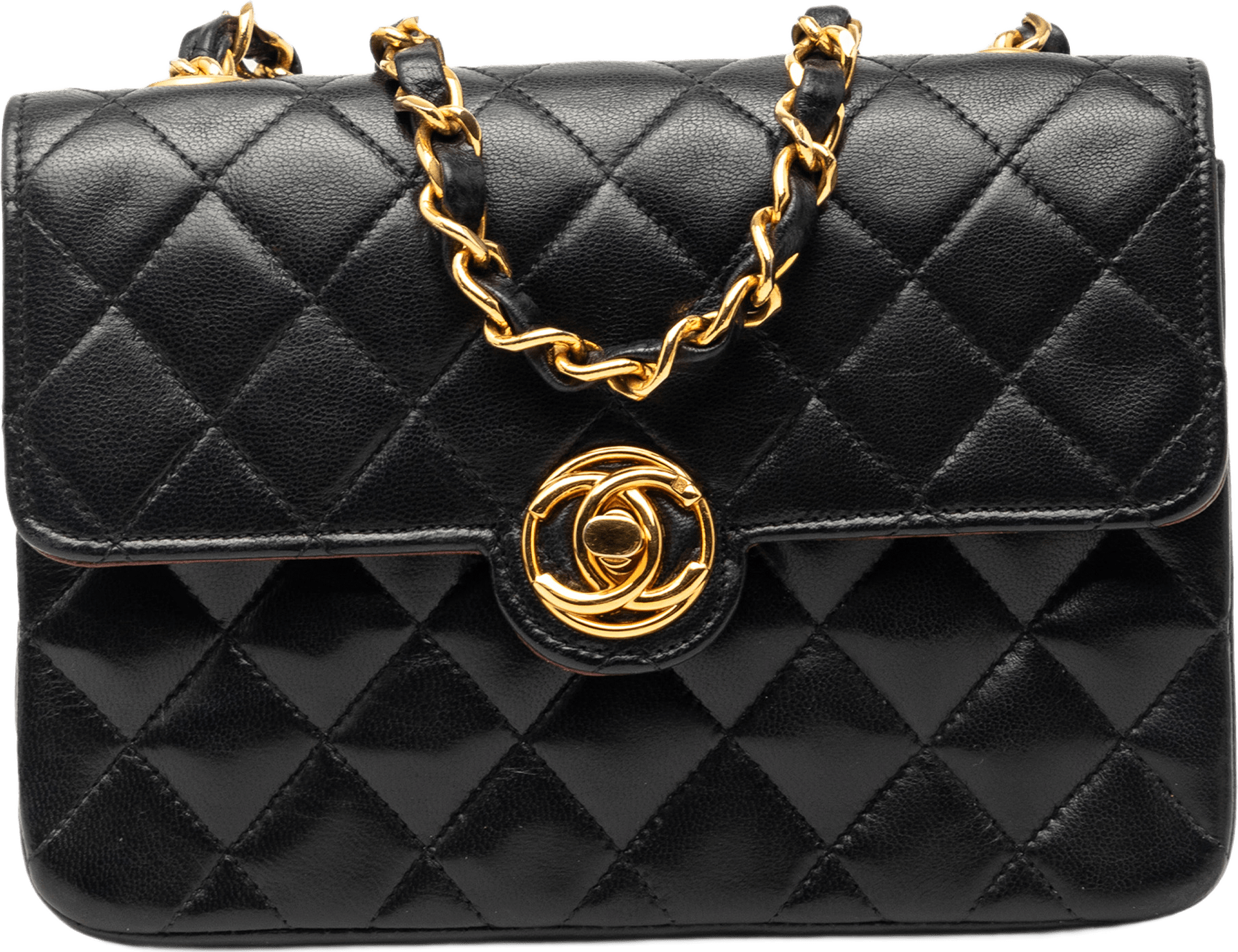 Chanel Mini Cc Quilted Lambskin Single Flap, från Luxclusif, i färgen black.