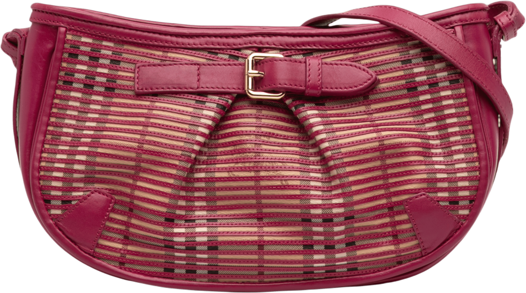 Burberry Haymarket Check Stripes Coated Canvas Crossbody, från Luxclusif, i färgen beige.