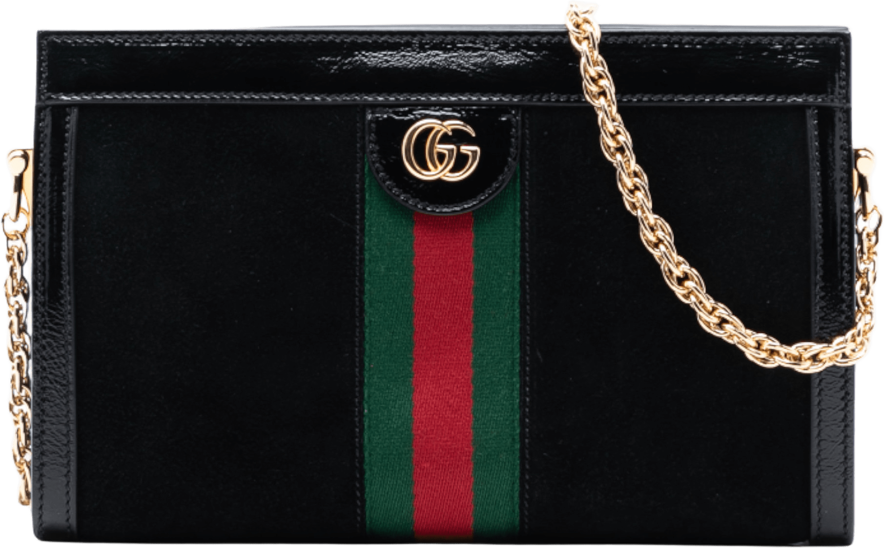 Gucci Small Suede Ophidia Chain Crossbody, från Luxclusif, i färgen black.