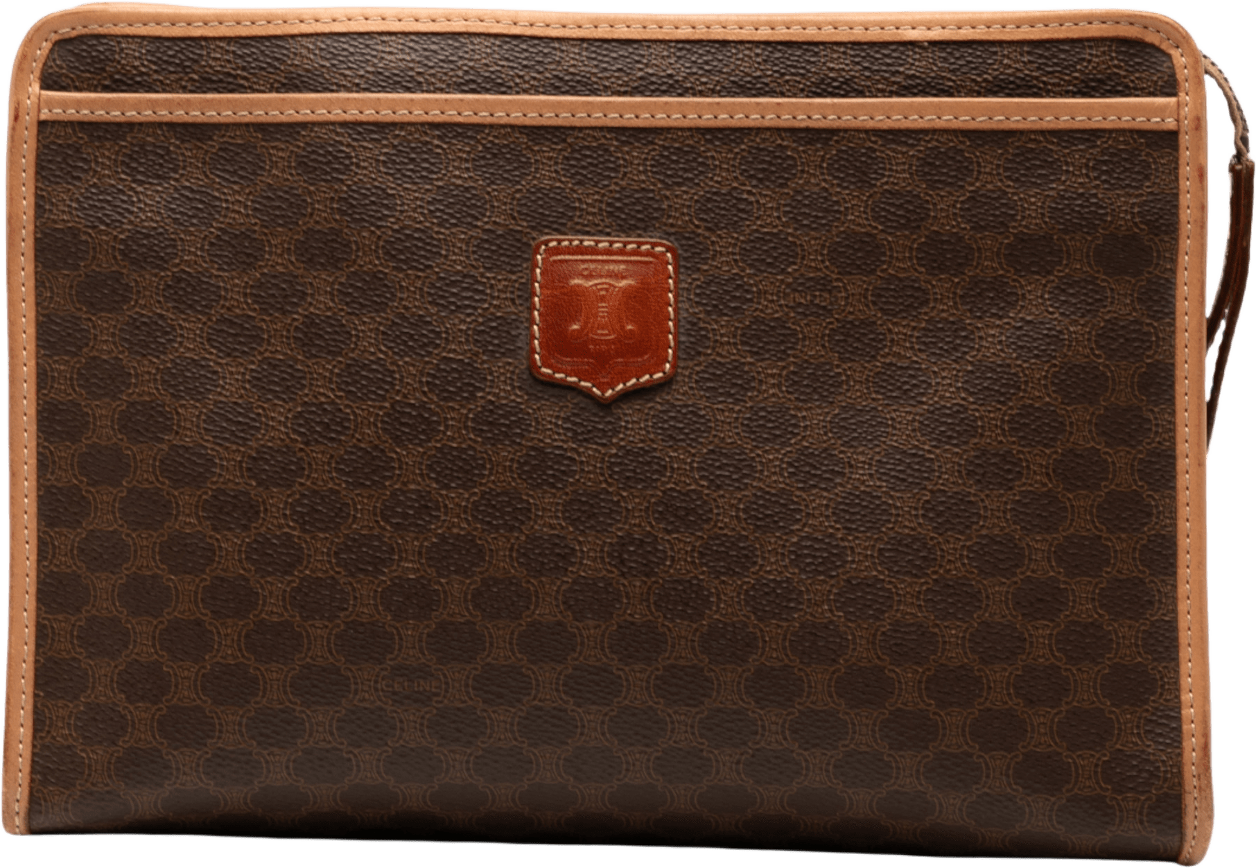 Celine Macadam Coated Canvas Clutch, från Luxclusif, i färgen brown.