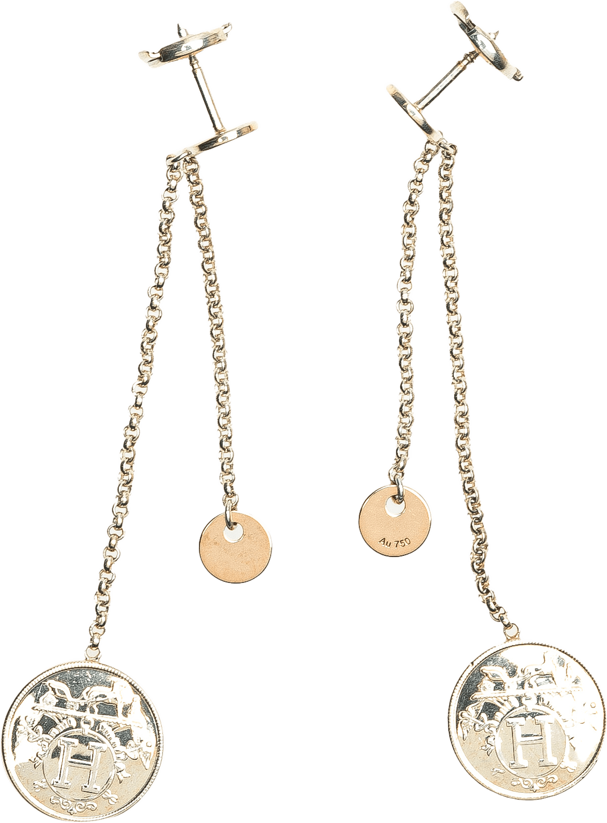 Hermès Sterling Silver And 18k Rose Gold Ex Libris Swing Earrings, från Luxclusif, i färgen silver.