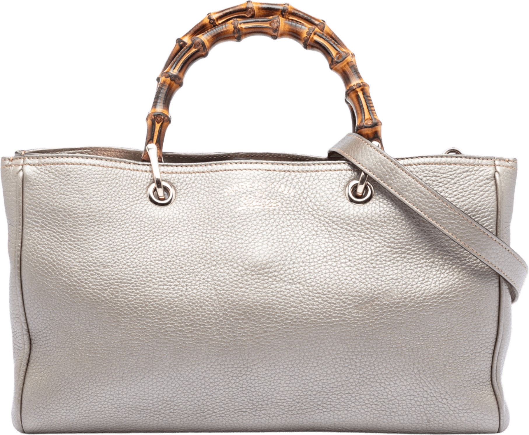 Gucci Medium Calfskin Bamboo Shopper Satchel, från Luxclusif, i färgen gold.