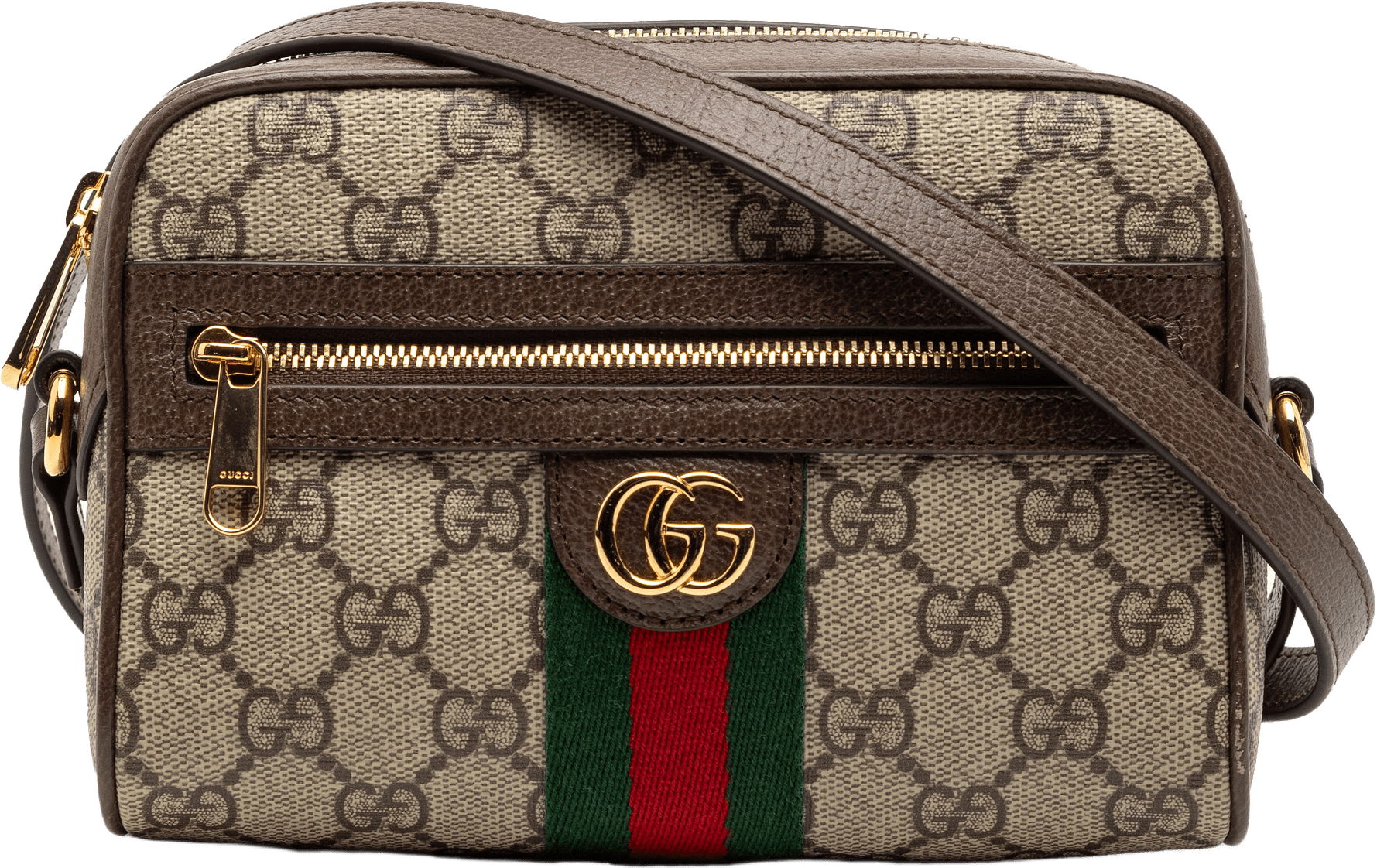 Gucci Mini Gg Supreme Web Ophidia Crossbody, från Luxclusif, i färgen beige.