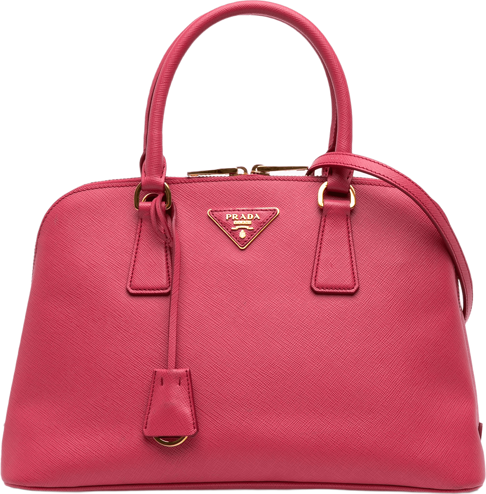 Prada Medium Saffiano Lux Promenade Satchel, från Luxclusif, i färgen pink.