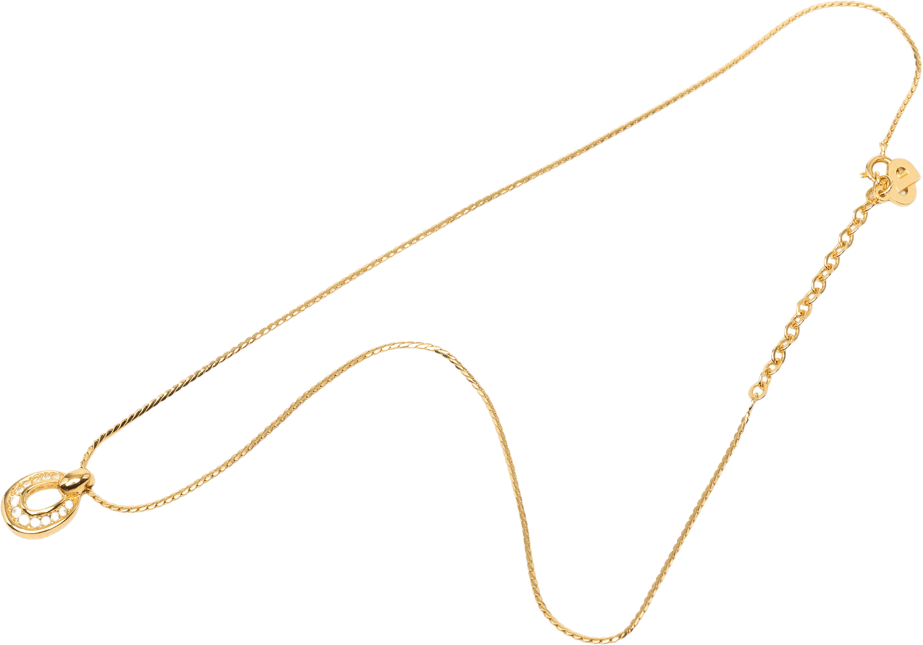Dior Gold Plated And Strass Oval Pendant Necklace, från Luxclusif, i färgen guld.
