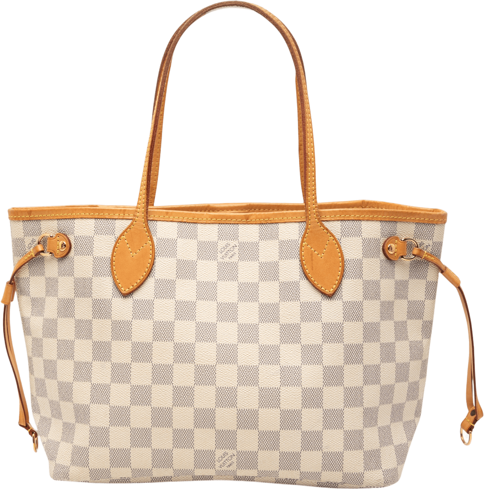 Louis Vuitton Damier Azur Neverfull Pm, från Luxclusif, i färgen white.