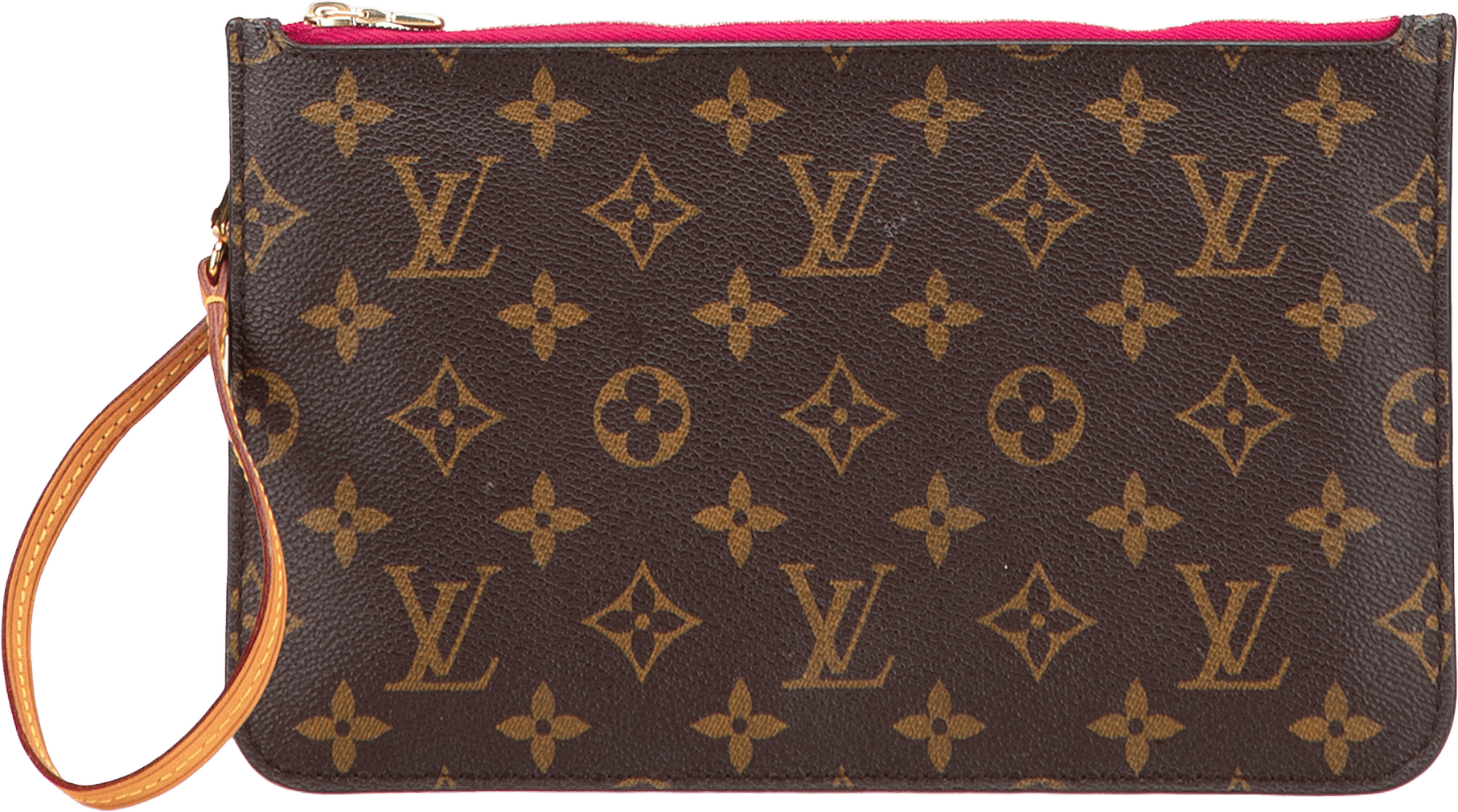 Louis Vuitton Monogram Neverfull Pouch, från Luxclusif, i färgen brown.
