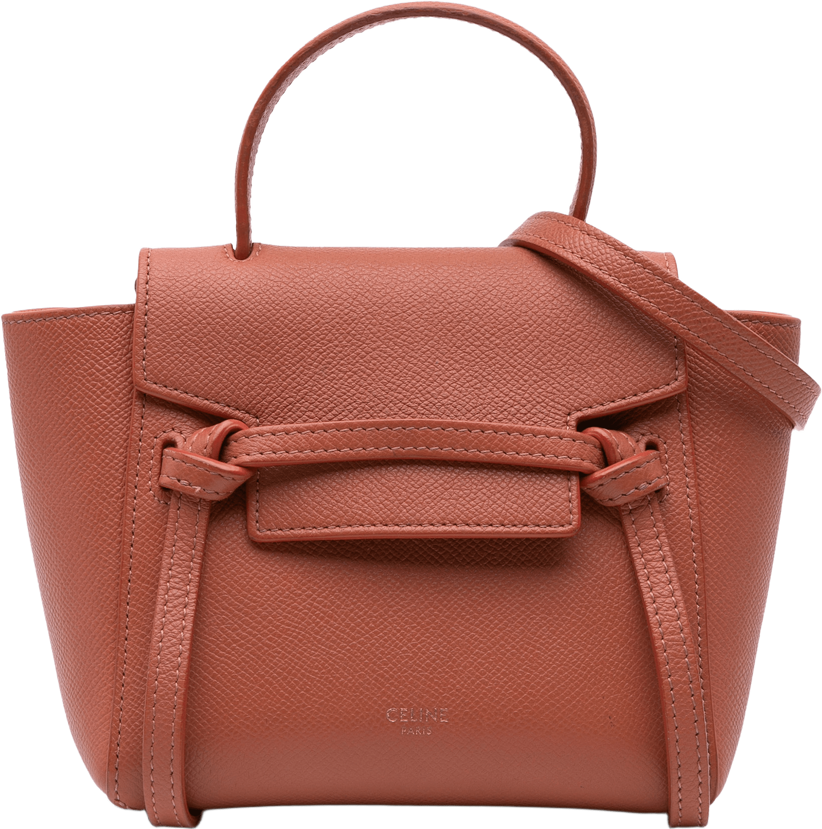 Celine Pico Grained Calfskin Belt Bag, från Luxclusif, i färgen orange.