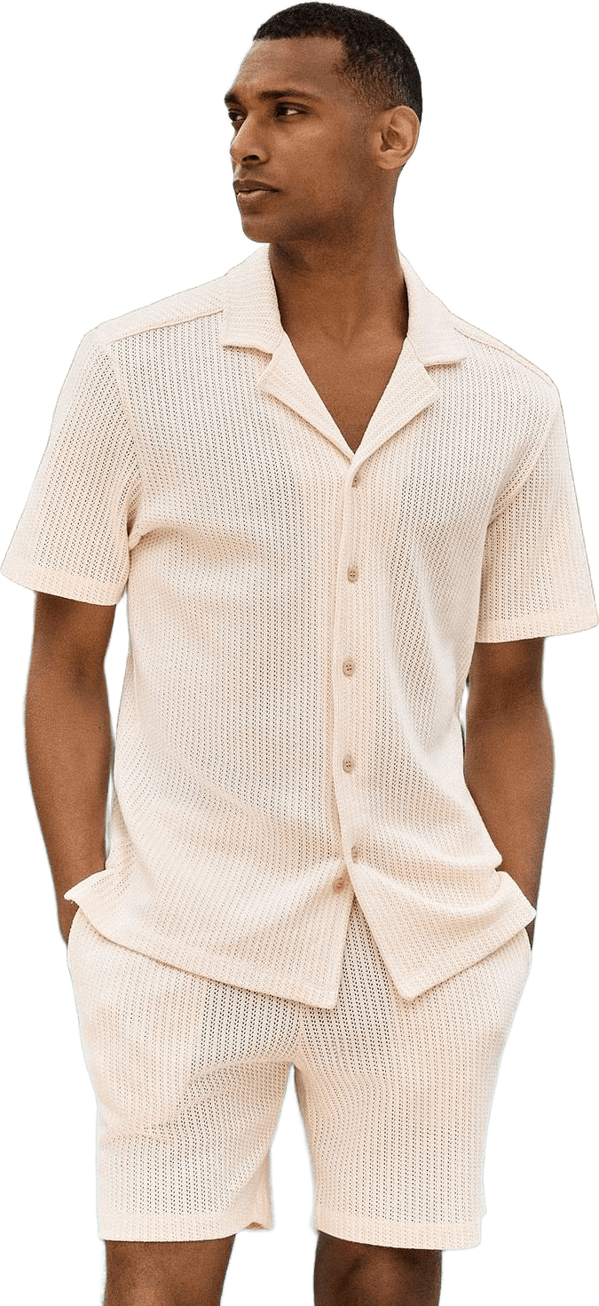 Cotton Crochet S/s Shirt (mateo), från John Henric, i färgen off white.