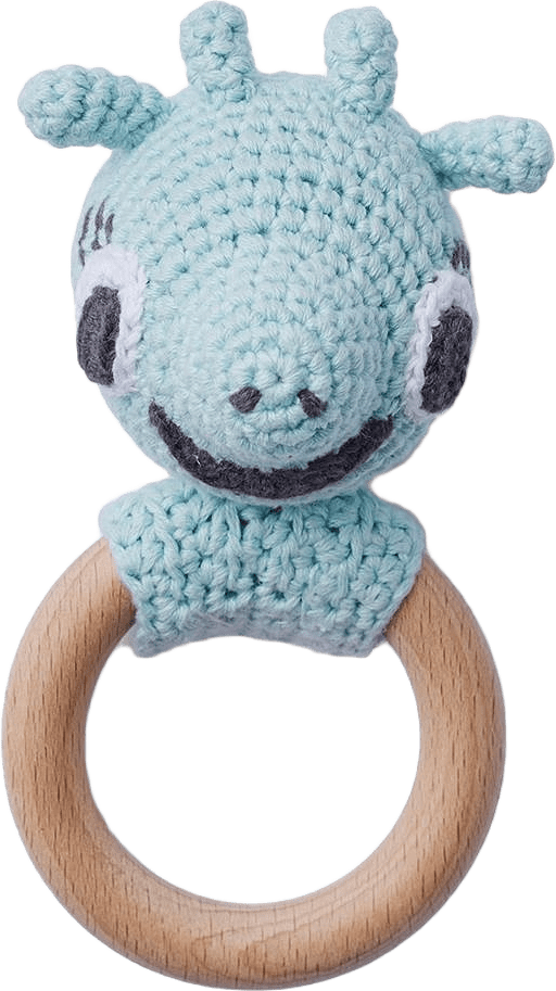 Skallra Giraffe, från Littlephant, i färgen aqua/wood.