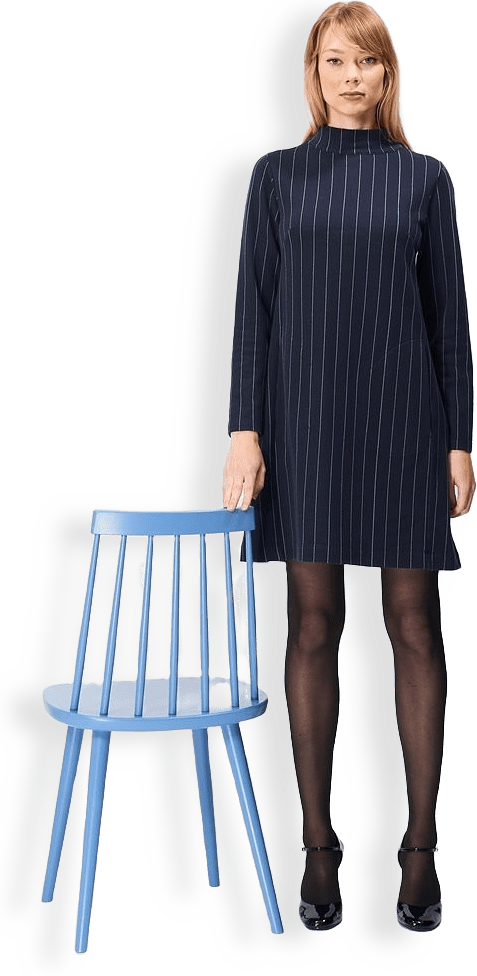 - Bernadette Stripe Dress Navy