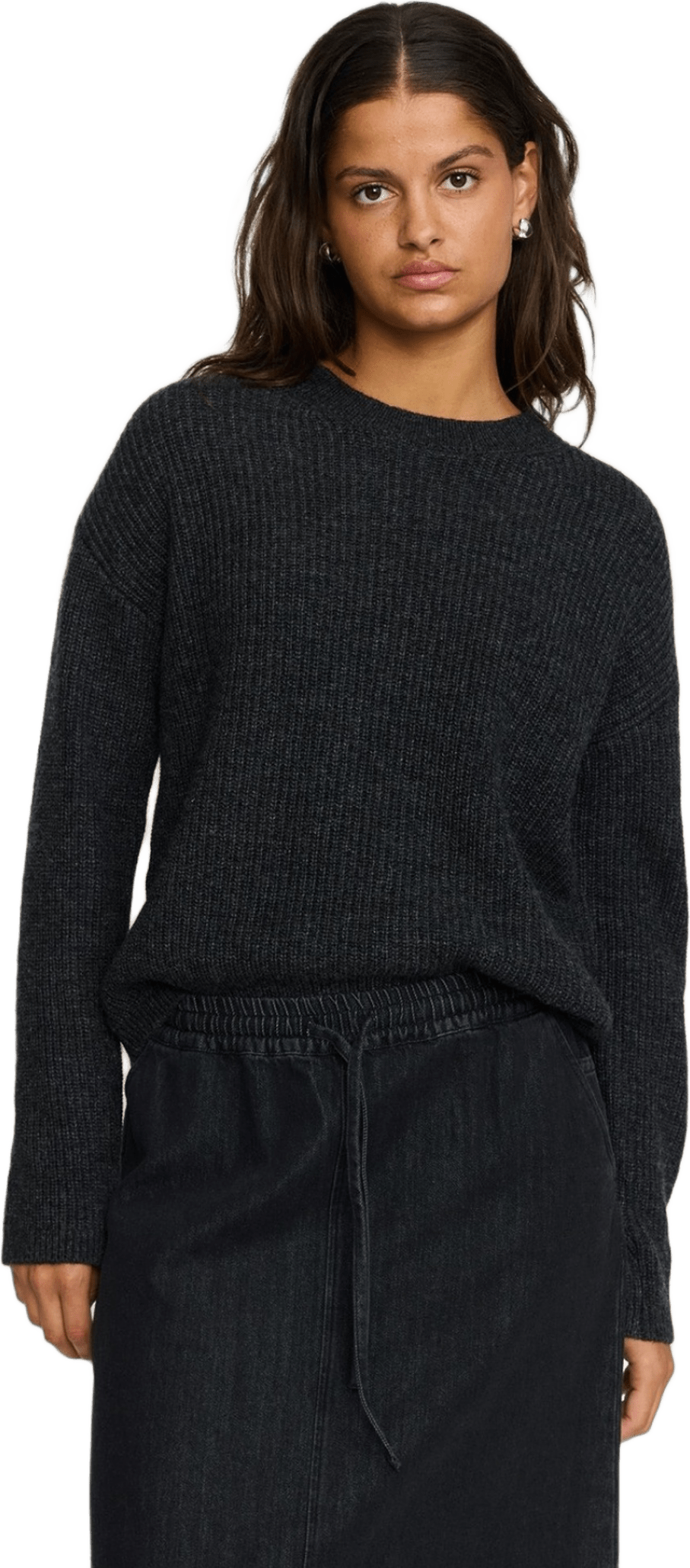 Srwest Knit - Charcoal Melange, från Soft Rebels, i färgen charcoal melange.