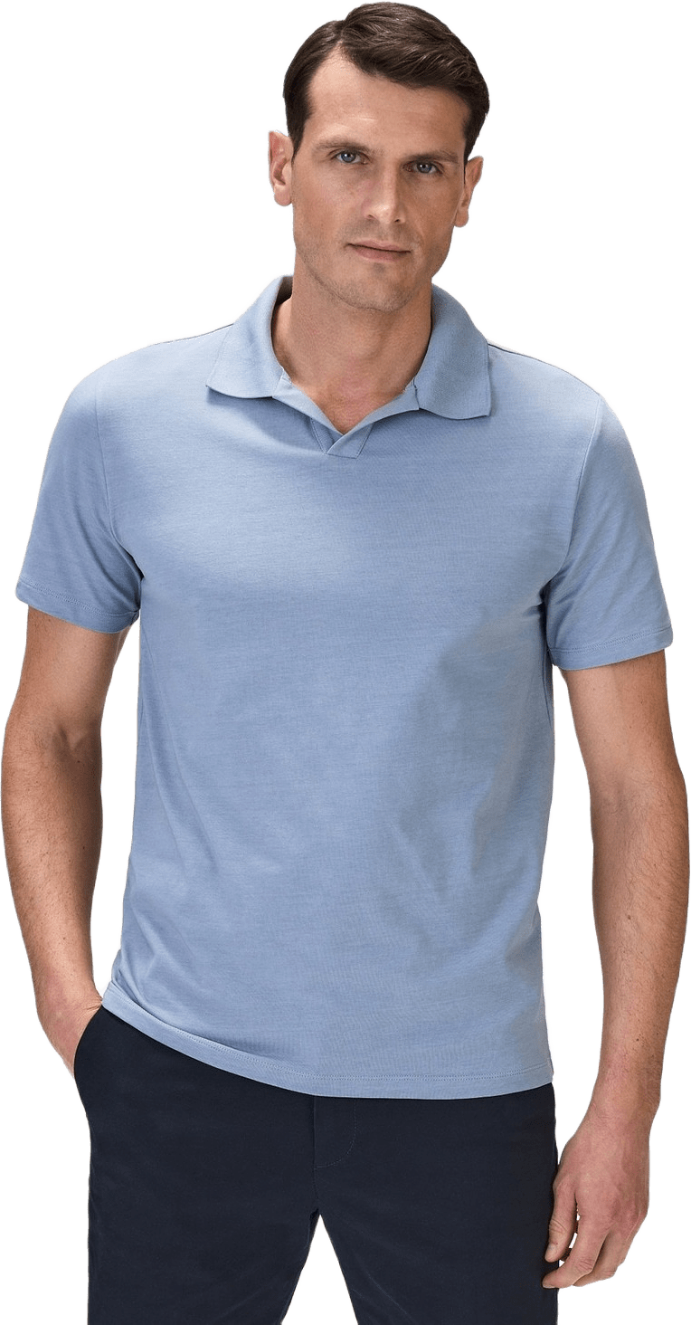 Cotton Fitted Stretch S/s Open Collar Polo Shirt