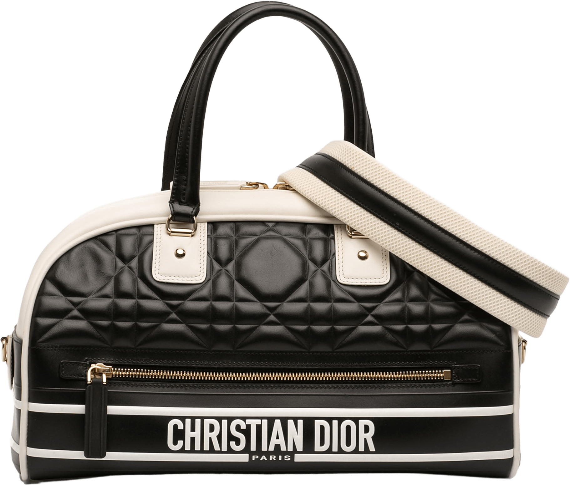 Dior Medium Leather Cannage Dior Vibe Zip Bowling Bag, från Luxclusif, i färgen black.