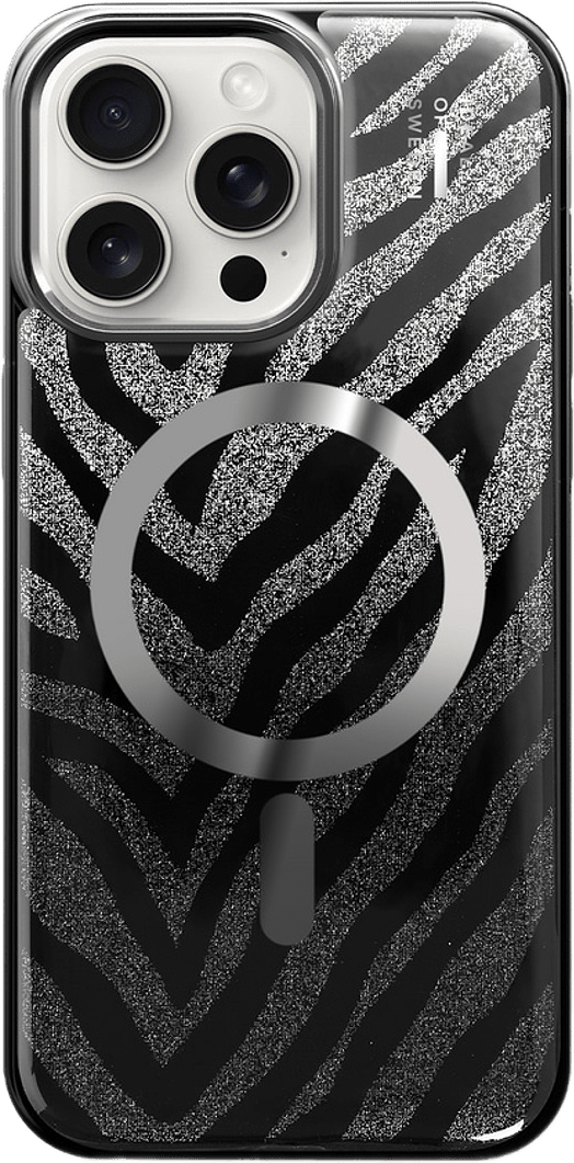 Clear Case Magsafe Iphone Zebra Mystique, från Ideal Of Sweden, i färgen black.
