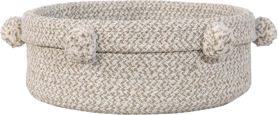 Låg bomullskorg med bollar, från LORENA CANALS, i färgen natural + light brown.