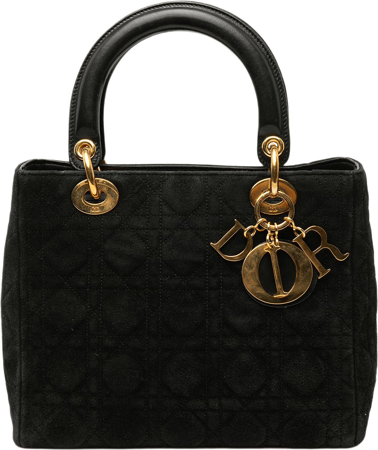 Dior Medium Suede Cannage Lady Dior, från Luxclusif, i färgen svart.
